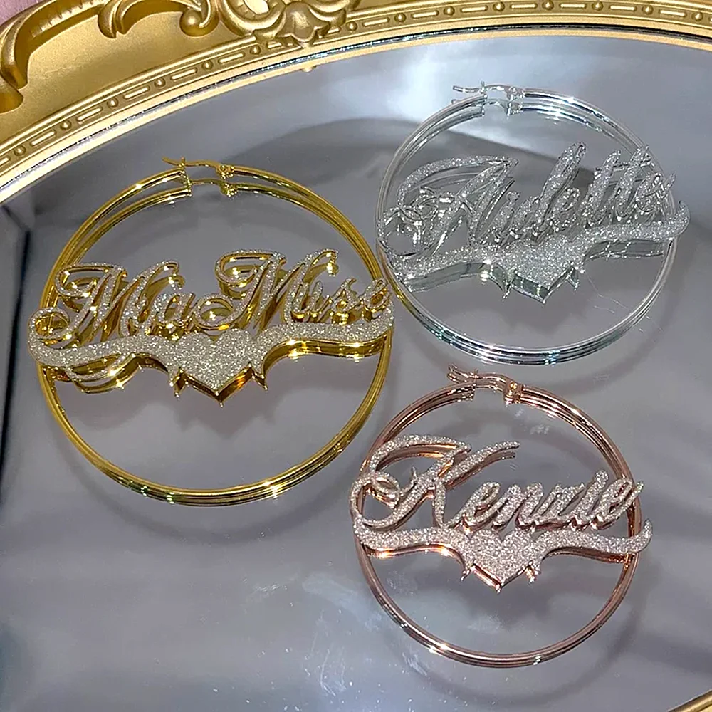 Stainless Steel Personalised Name Hoop Earrings for Women Big Circle Letter Nameplate Custom Earrings Waterproof Jewelry
Stainless Steel Personalised Name Hoop Earrings for Women Big Circle Letter Nameplate Custom Earrings Waterproof Jewelry