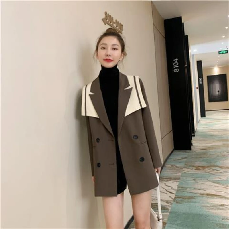 Women Double Breasted Blazer Office Ladies Loose Classic Coat Suit Jacket Female Turn-down Collar Outwear Outfits Jackets G145
Women Double Breasted Blazer Office Ladies Loose Classic Coat Suit Jacket Female Turn-down Collar Outwear Outfits Jackets G145