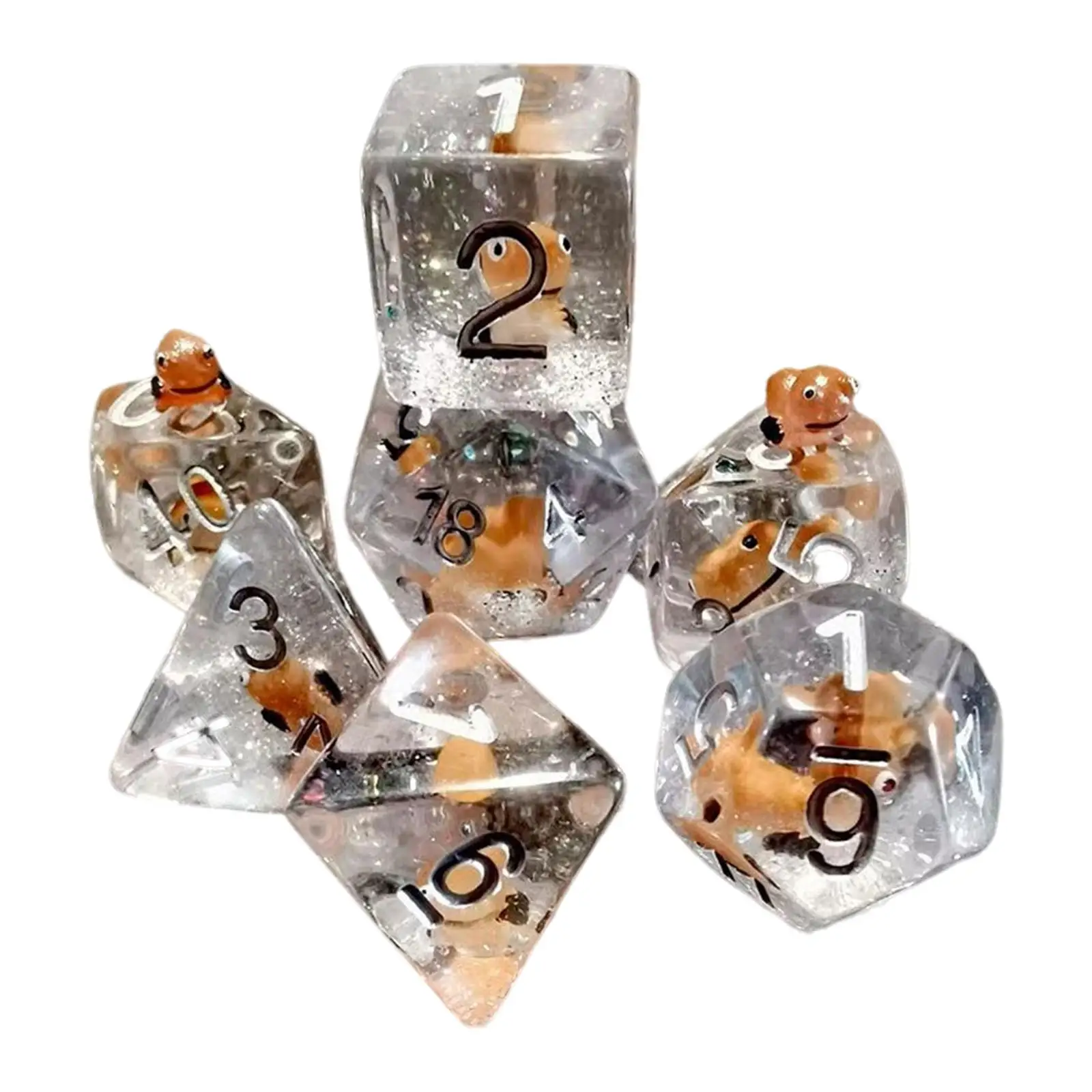 7Pcs Cartoon Resin Polyhedral dices Set Props Numeral dices for Leisure Party
7Pcs Cartoon Resin Polyhedral dices Set Props Numeral dices for Leisure Party