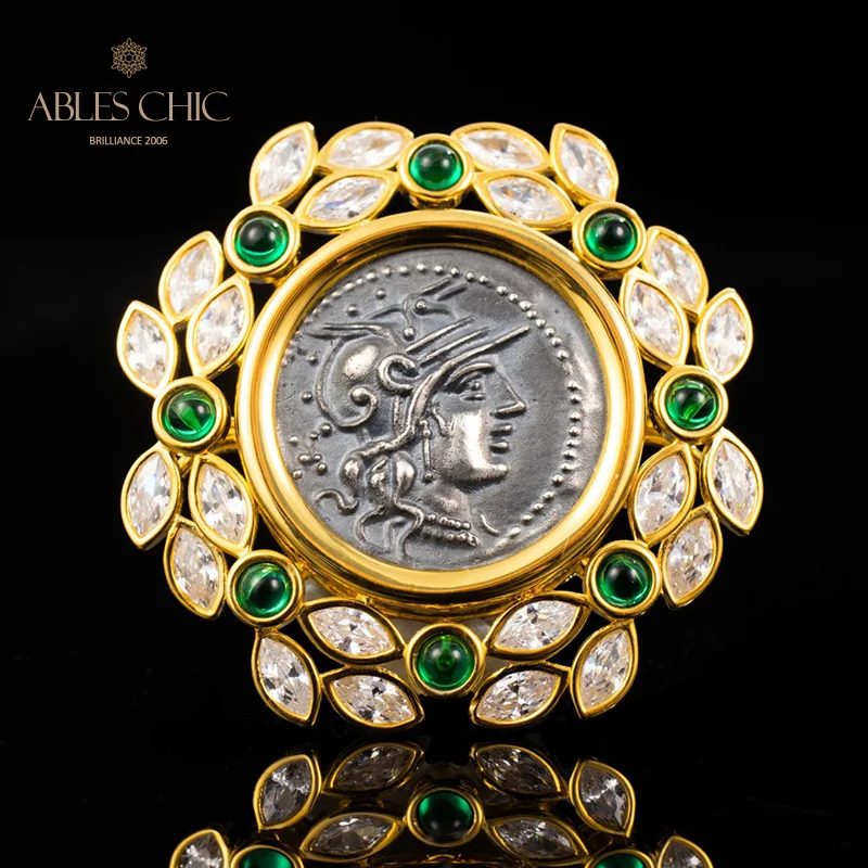 925 Solid Silver Roman Coin Emerald Zircon Garland Pendant 18K Gold Tone Byzantine Medallion Necklace C11N3S26177
925 Solid Silver Roman Coin Emerald Zircon Garland Pendant 18K Gold Tone Byzantine Medallion Necklace C11N3S26177