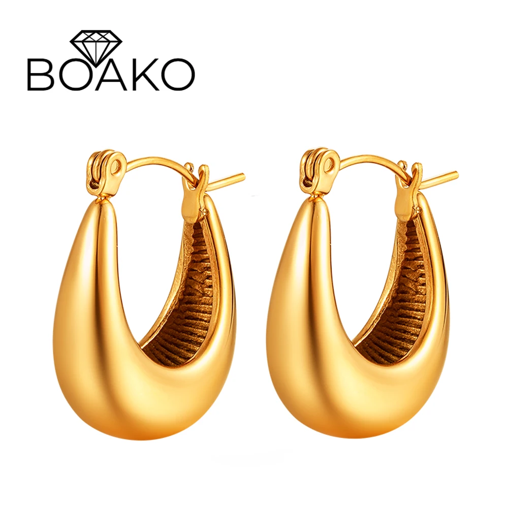 BOAKO Exquisite Brincos Feminino U-shaped Earrings 316L Stainless Steel PVD Waterproof Colorfast Hoop Earring Unisex Jewerly
BOAKO Exquisite Brincos Feminino U-shaped Earrings 316L Stainless Steel PVD Waterproof Colorfast Hoop Earring Unisex Jewerly