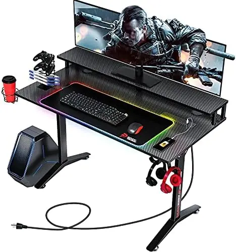 Desk 47INCH with RGB Mouse Pad & Power Outlet, Carbon Fiber Surface Gamer Desk with Monitor Stand, Ergonomic Y Shaped Gamer
Desk 47INCH with RGB Mouse Pad & Power Outlet, Carbon Fiber Surface Gamer Desk with Monitor Stand, Ergonomic Y Shaped Gamer