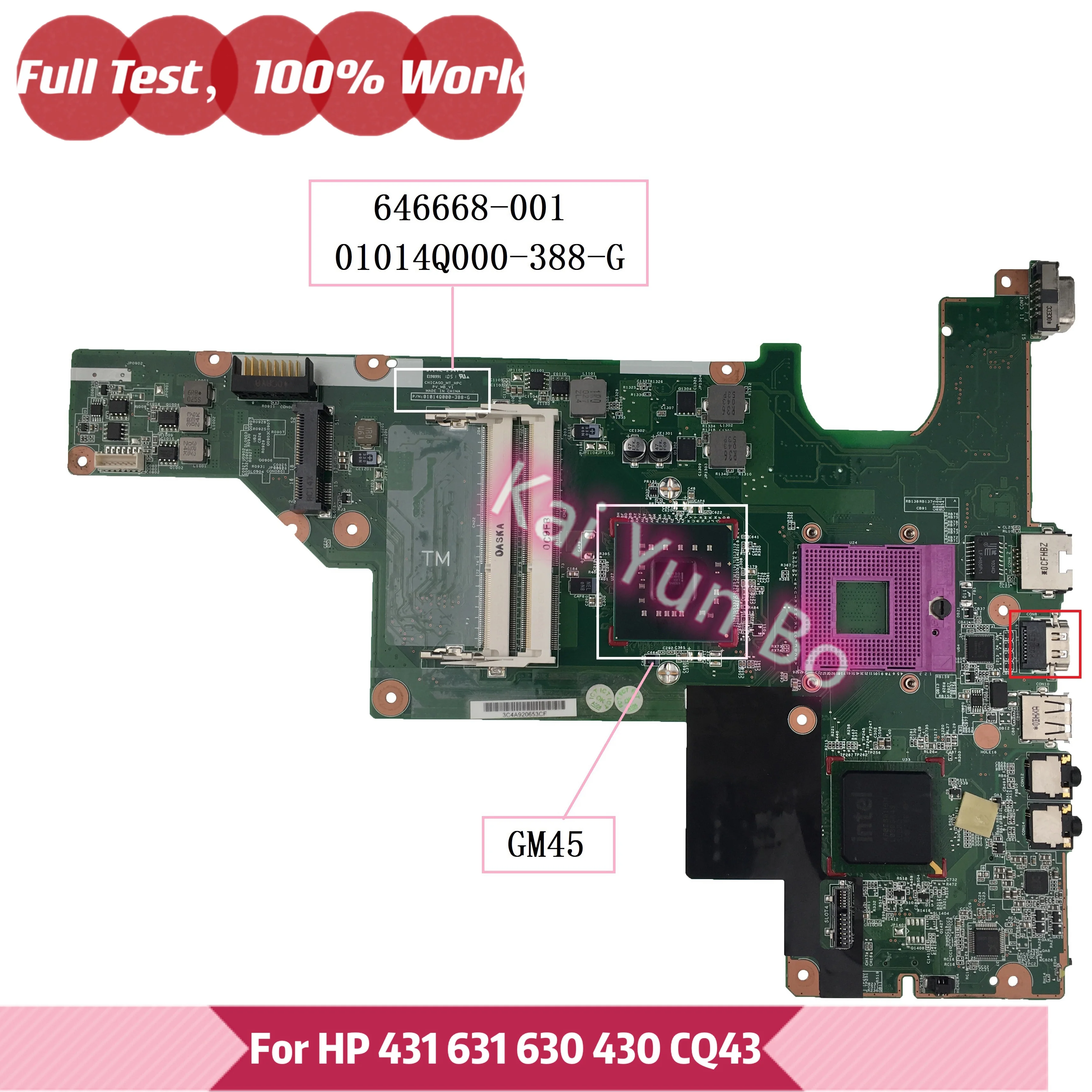 Материнская плата для ноутбука HP CQ43 CQ57 630 430 431 631 646668-001 01014Q000-388-G GM45 UMA DDR3 Материнская плата 100% протестирована ОК
Материнская плата для ноутбука HP CQ43 CQ57 630 430 431 631 646668-001 01014Q000-388-G GM45 UMA DDR3 Материнская плата 100% протестирована ОК