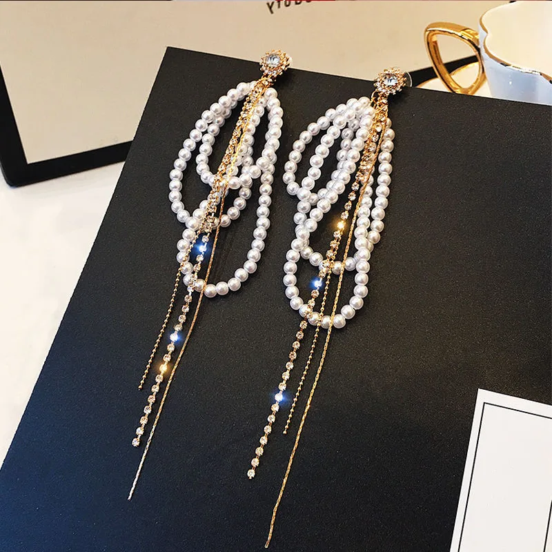 Silver needle Long Pearl Tassel Earrings Korean Style Trendy Luxury Earrings Accessories For Women Jewelry Crystal Pearl Pendant
Silver needle Long Pearl Tassel Earrings Korean Style Trendy Luxury Earrings Accessories For Women Jewelry Crystal Pearl Pendant