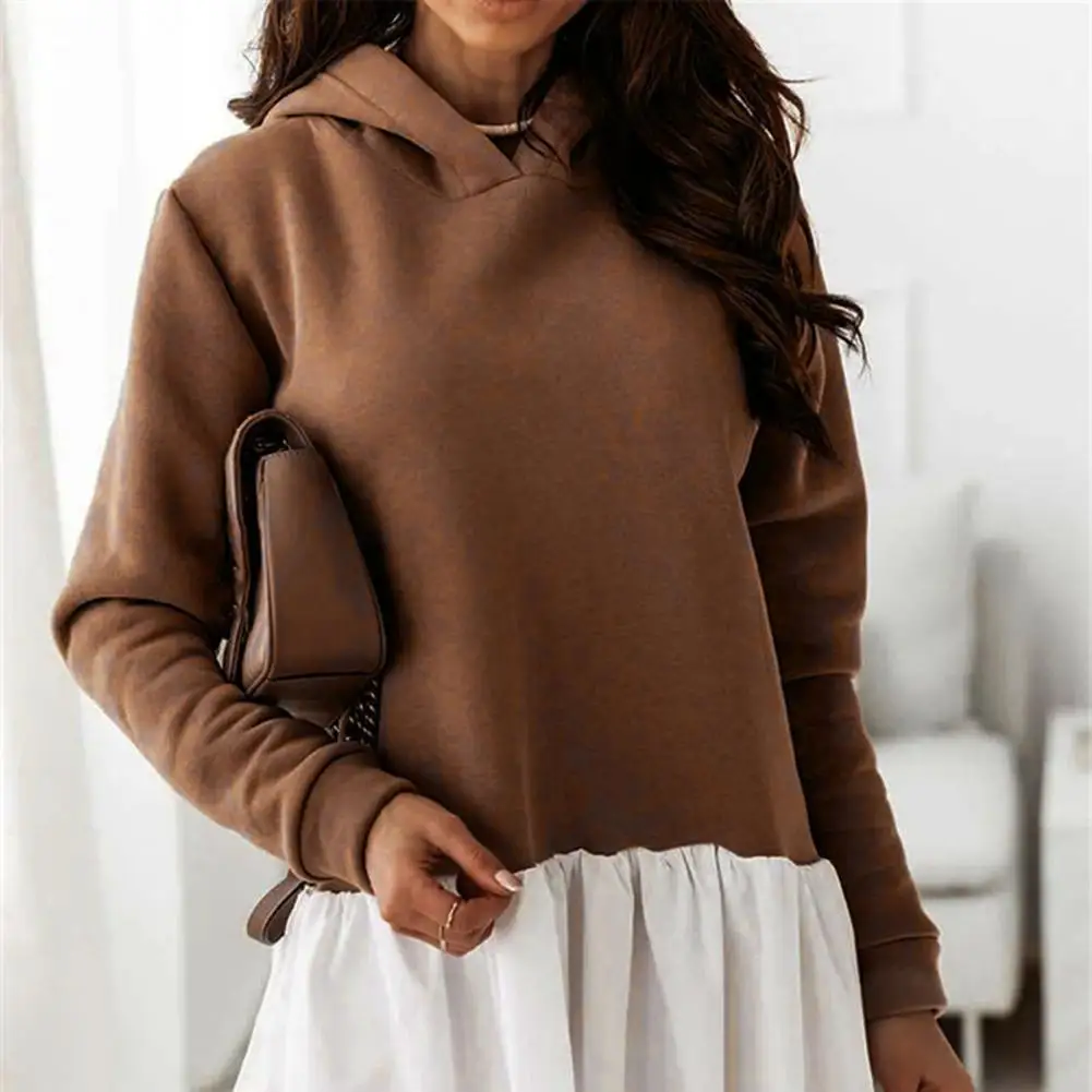 Winter Dress Patchwork Hoodie Skirt Mini Dress Color Matching A-line Pleated Loose Soft Thick Long Sleeve Women's Dress Short
Winter Dress Patchwork Hoodie Skirt Mini Dress Color Matching A-line Pleated Loose Soft Thick Long Sleeve Women's Dress Short