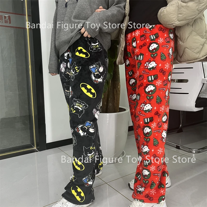 Sanrio Y2k осенние пижамные штаны Hellokitty Batman с героями мультфильмов в стиле хип-хоп