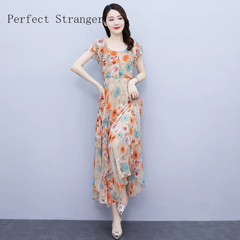 Women Dress Chiffon Floral Vestido Ruffles Round Collar Maxi Boho Summer Sukienka Ropa Mujer Robe Longue Femme Chic Vestidos
Women Dress Chiffon Floral Vestido Ruffles Round Collar Maxi Boho Summer Sukienka Ropa Mujer Robe Longue Femme Chic Vestidos