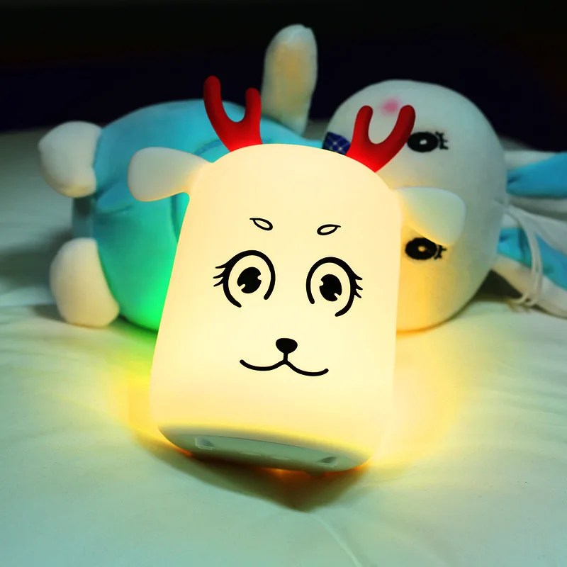 USB Rechargeable Mini Cute Deer Silicone Lamp Colorful Patting Sensor Luminous Color Changing Bedroom Lamp Children's Toy Lamp
USB Rechargeable Mini Cute Deer Silicone Lamp Colorful Patting Sensor Luminous Color Changing Bedroom Lamp Children's Toy Lamp