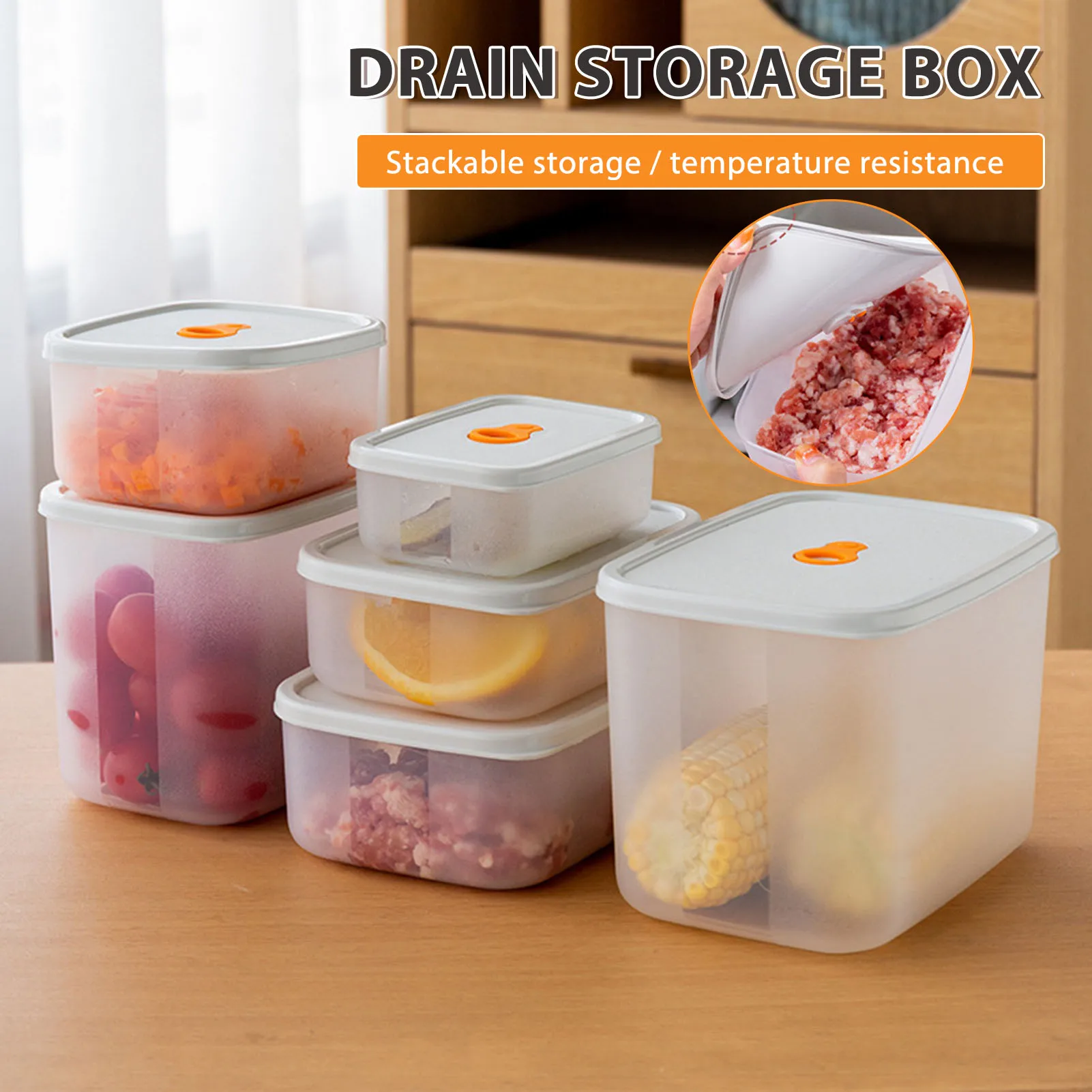 

Refrigerator Food Storage Containers with Lid Pp Stackable Freezer Organizer BPA Free Airtight Kitchen Accessories Organizer