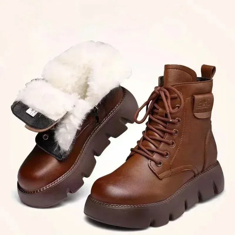 

Non-slip Female 2023 Winter Ankle Boots Mid-calf Cotton Boots Thick-soled Padded Women Shoes Short Plush Shoes for Women
