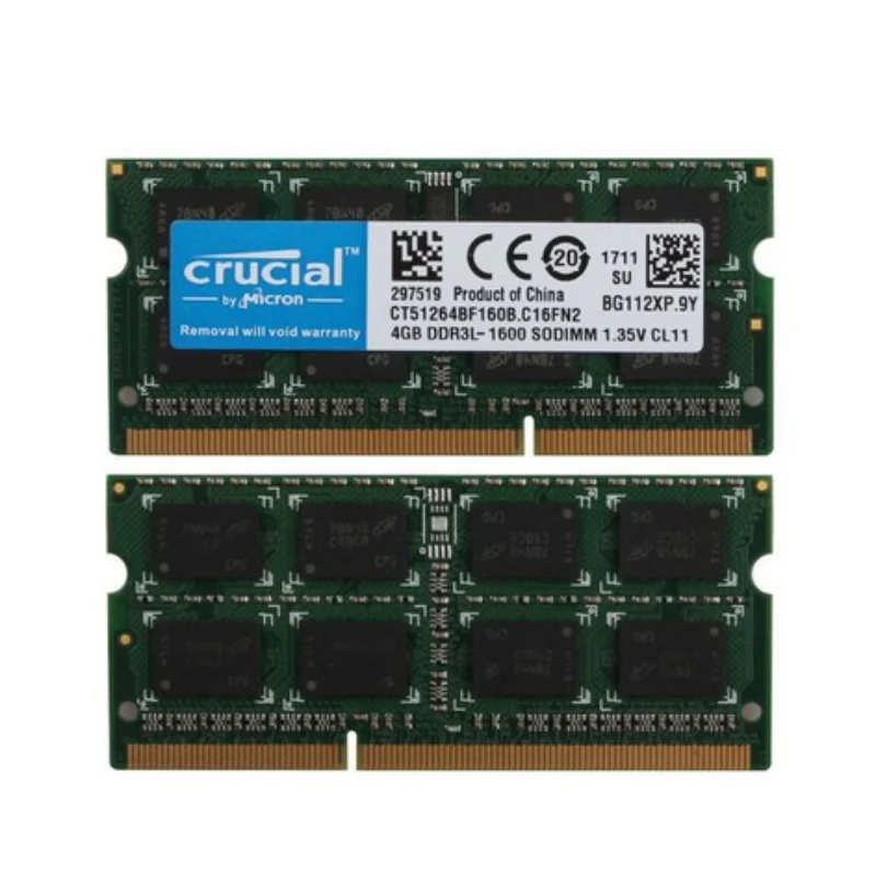 

4GB Laptop Memory 8GB(2X 4GB)1600MHz Lot DDR3L 12800 Crucial PC3L RAM 204PIN 1.35V/1.5V SO-DIMM