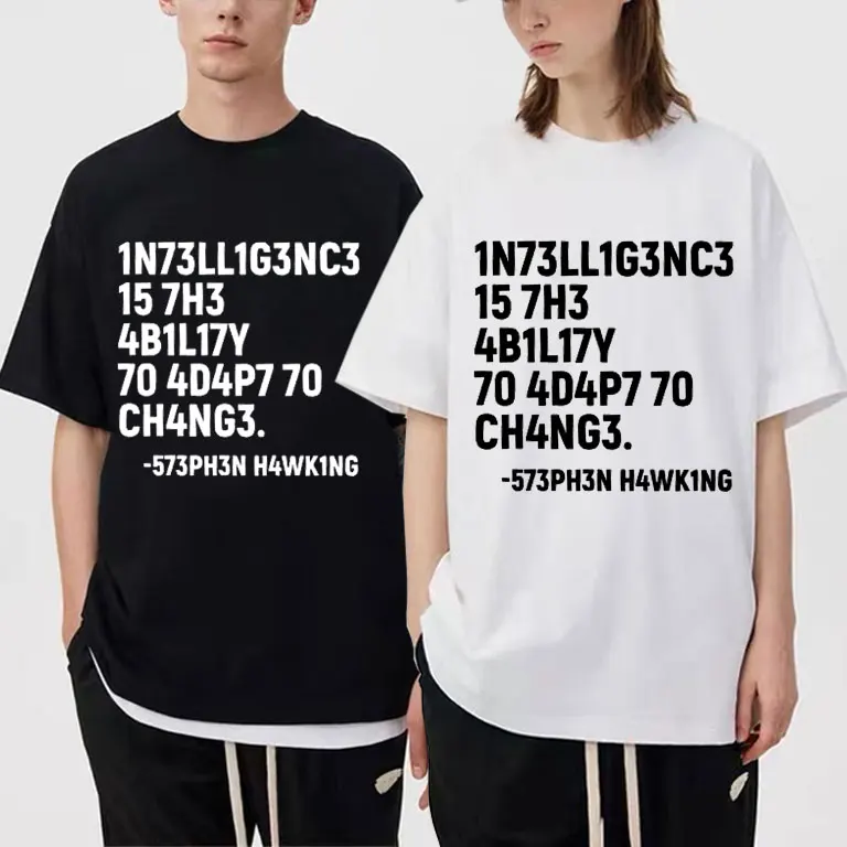 Stephen Hawking Tshirt Intelligence Is The Ability To Adapt To Change T-Shirt Funny Tees Summer Men Women Casual Fashion T Shirt
Stephen Hawking Tshirt Intelligence Is The Ability To Adapt To Change T-Shirt Funny Tees Summer Men Women Casual Fashion T Shirt