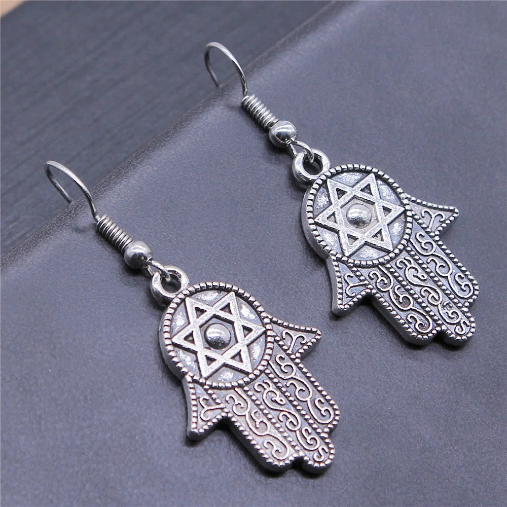 Fashion Vintage Simple Design Women Vintage Drop Earrings 2 Colors Hand With Star Of David Pendant Earrings
Fashion Vintage Simple Design Women Vintage Drop Earrings 2 Colors Hand With Star Of David Pendant Earrings