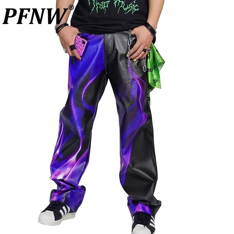 PFNW Spring Autumn Men's Y2K Cyberpunk Print Flame Leather Pants Fashion Tie Dye Niche Design Anime Vibtage PU Trousers 12A8005
PFNW Spring Autumn Men's Y2K Cyberpunk Print Flame Leather Pants Fashion Tie Dye Niche Design Anime Vibtage PU Trousers 12A8005