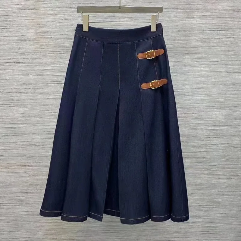 High Quality New Denim Skirts 2023 Spring Style Women Color Block Buckle Deco A-Line Casual Blue Jeans Skirt Clothing Lady
High Quality New Denim Skirts 2023 Spring Style Women Color Block Buckle Deco A-Line Casual Blue Jeans Skirt Clothing Lady