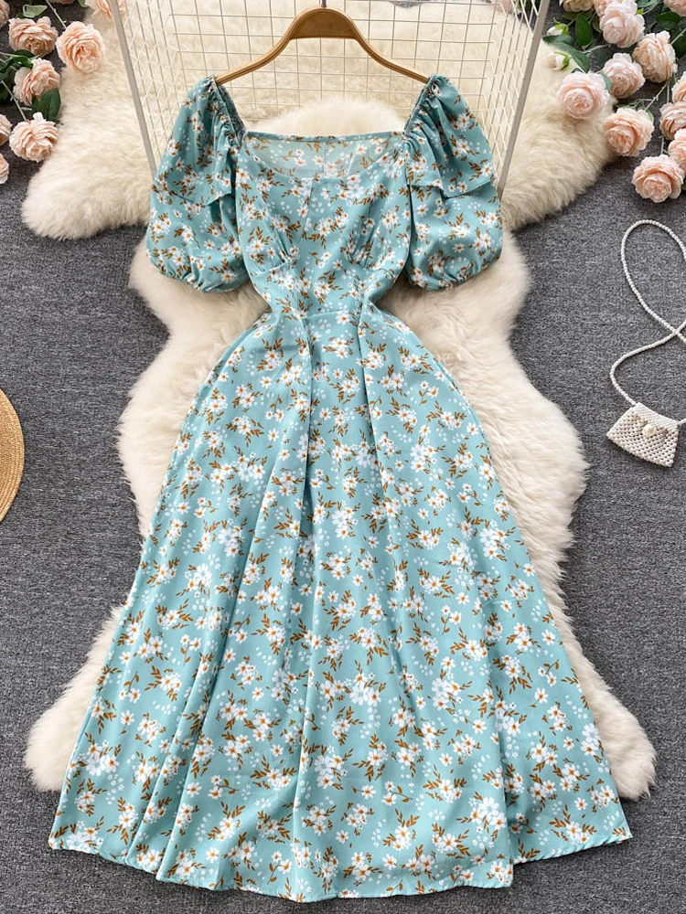 Bohemian Summer Women Dress Fashion Ruffled Puff Sleeve Slim Lace-up Floral Print Long Boho Party Dress Korean Vacation Vestidos
Bohemian Summer Women Dress Fashion Ruffled Puff Sleeve Slim Lace-up Floral Print Long Boho Party Dress Korean Vacation Vestidos