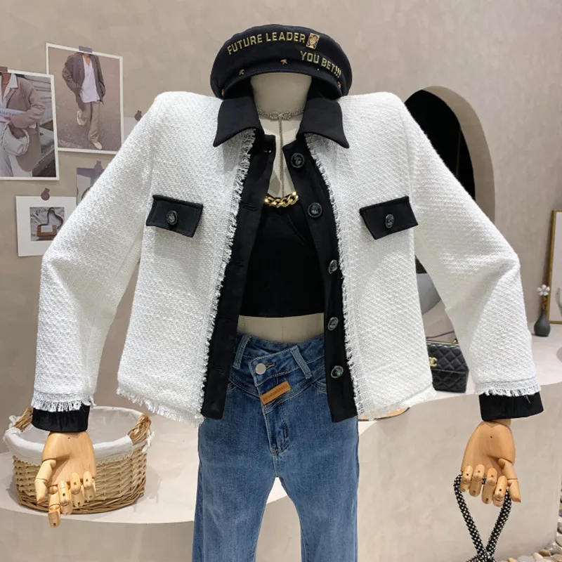 New Women's Clothing 2022 Spring Temperament tweed short coat long sleeved loose contrast color top Jacket feminina
New Women's Clothing 2022 Spring Temperament tweed short coat long sleeved loose contrast color top Jacket feminina