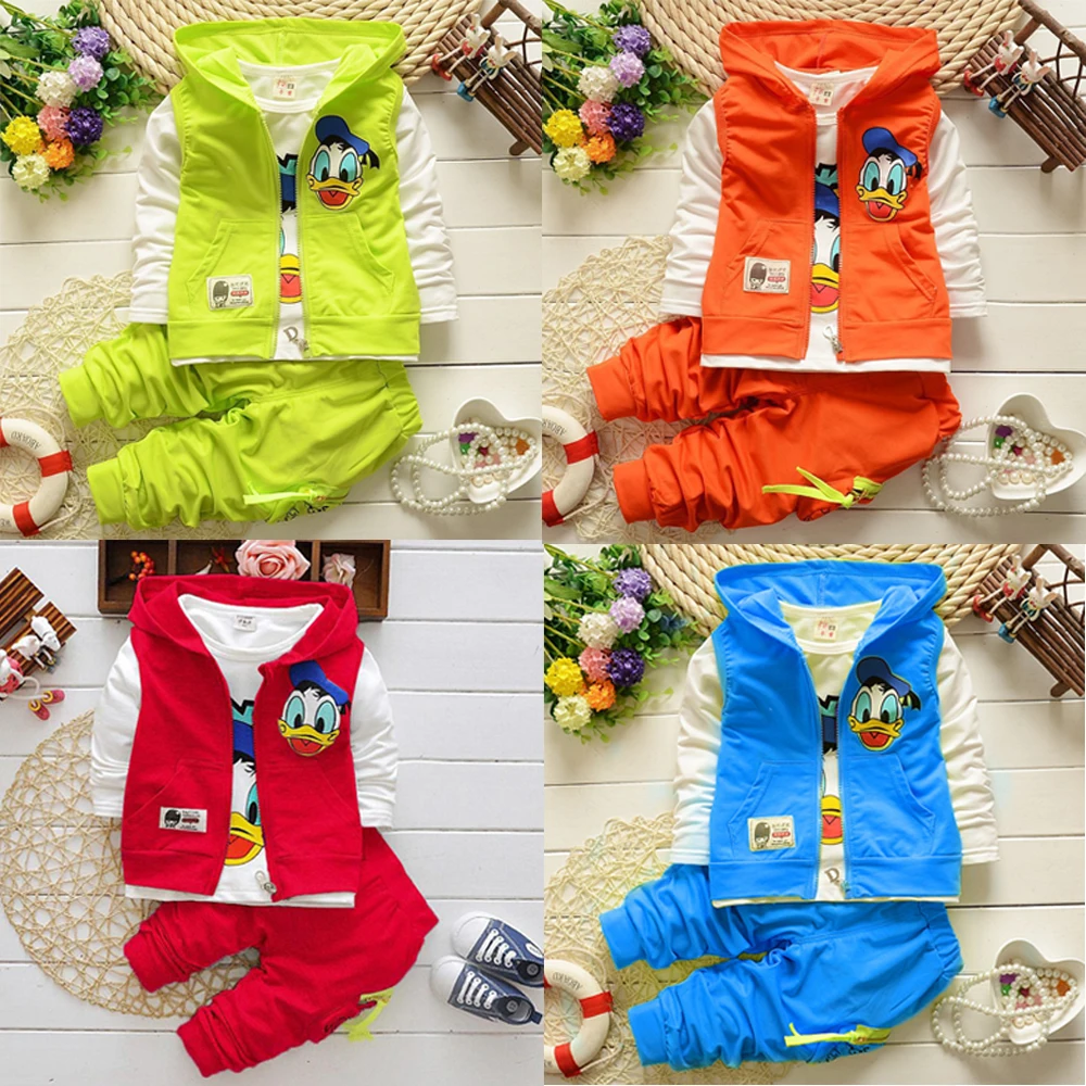 Cartoon Donald Duck Boys Clothing Sets Children Fashion Baby Boy T-shirt Vest Coat And Pants Suit 3pcs Outfits Mickey Sport Suit
Cartoon Donald Duck Boys Clothing Sets Children Fashion Baby Boy T-shirt Vest Coat And Pants Suit 3pcs Outfits Mickey Sport Suit