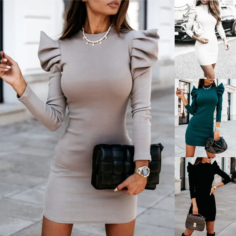 Sexy Lady Puff Long Sleeved Bodycon Package Hip Vestidos Women's Fashion Solid Color Office Party Dress Autumn Slim Fit Dresses
Sexy Lady Puff Long Sleeved Bodycon Package Hip Vestidos Women's Fashion Solid Color Office Party Dress Autumn Slim Fit Dresses
