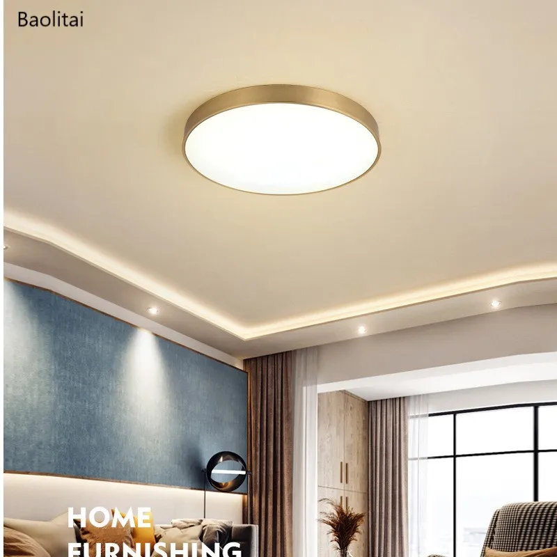 

Golden Round Ceiling Light Led 24W 40CM 220V Remote Control Modern Bedroom Living Room Aisle Balcony Dining Lamp