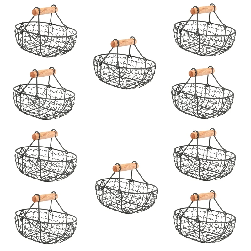 10X Wooden Handle Metal Retro Basket Portable Multi-Function Vegetable Fruit Egg Groceries Practical Storage Basket
10X Wooden Handle Metal Retro Basket Portable Multi-Function Vegetable Fruit Egg Groceries Practical Storage Basket