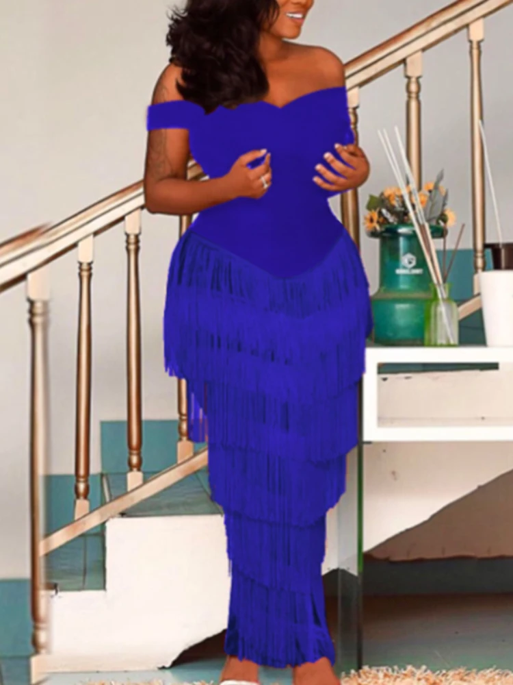 Tassel Dresses Women Bare Shoulder Party Blue Fringe Backless Slit Evening Dinner Celebrity Outfits Cocktail Sexy Bodycon Dress
Tassel Dresses Women Bare Shoulder Party Blue Fringe Backless Slit Evening Dinner Celebrity Outfits Cocktail Sexy Bodycon Dress