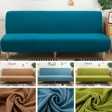3 Sizes Jacquard Fabric Thickened Cover Sofa Bed Cover Simple Armless Elastic Sofa Bench Futon Cover Sofa Cover Universal Size