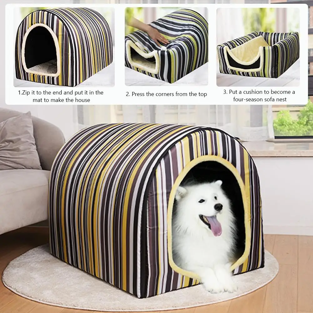 Dog Bed With Removable Washable Non-Slip Bottom 2 Use Ways Pet House With Fluffy Mat For Medium Large Dogs 
Dog Bed With Removable Washable Non-Slip Bottom 2 Use Ways Pet House With Fluffy Mat For Medium Large Dogs
