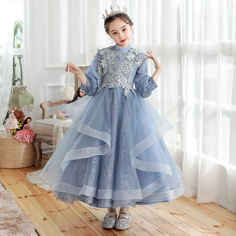 High Neck Ruched Ankle-Length Floral Print Three Quarter Sleeves Kids Party Communion Dresses Girl Dresses For Weddings A2184
High Neck Ruched Ankle-Length Floral Print Three Quarter Sleeves Kids Party Communion Dresses Girl Dresses For Weddings A2184