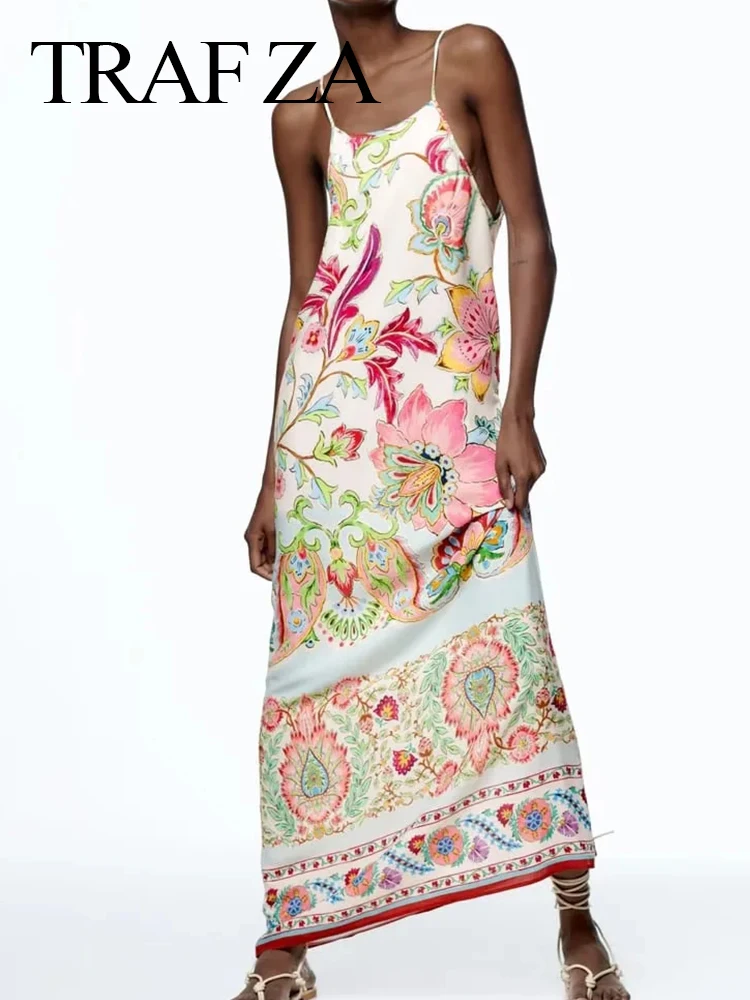 TRAF ZA Elegant Print Multicolor Botanical Floral Sling Dress Sleeveless Casual Vintage Long Dress Summer Women's Party Clothing
TRAF ZA Elegant Print Multicolor Botanical Floral Sling Dress Sleeveless Casual Vintage Long Dress Summer Women's Party Clothing