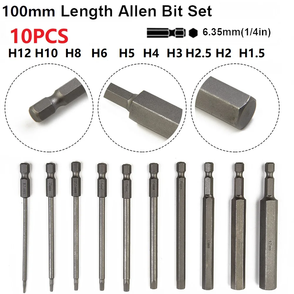 1/4 Inch Hex Screwdriver Bits 100mm 10pcs Allen Wrench Drill Bit Hex Head Magnetic Tip Metric Screwdriver Bits
1/4 Inch Hex Screwdriver Bits 100mm 10pcs Allen Wrench Drill Bit Hex Head Magnetic Tip Metric Screwdriver Bits