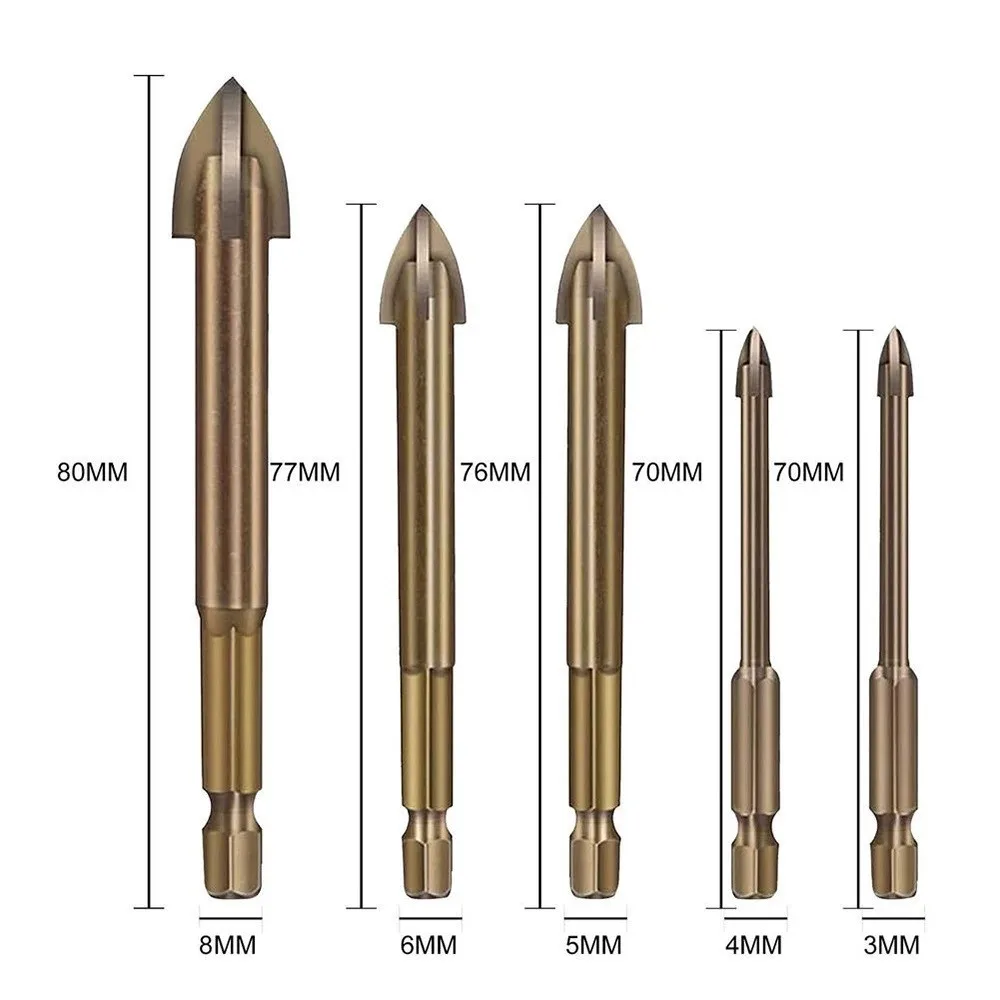 5Pcs Set Cross Hex Tile Glass Ceramic Drill Bits Cemented Carbide Set Drilling Tool Multifunctional Cross Alloy Drill Bits
5Pcs Set Cross Hex Tile Glass Ceramic Drill Bits Cemented Carbide Set Drilling Tool Multifunctional Cross Alloy Drill Bits