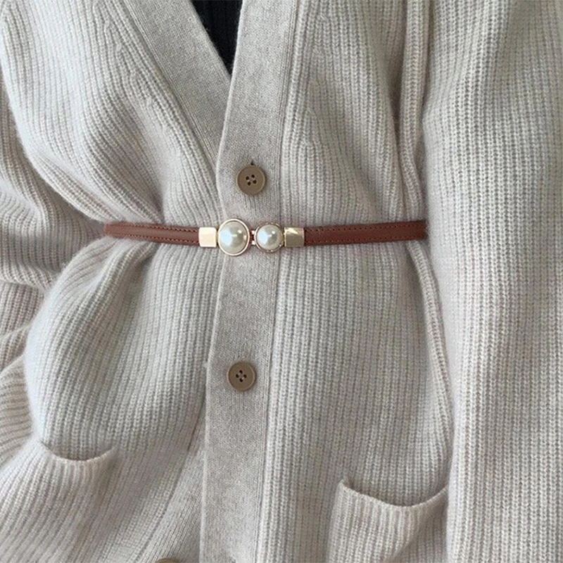 New Pearl Buckle Belt Female Elegant Double Round PU Leather Thin Waistband Strap For Women Simple Thin Adjustable Skinny Belts
New Pearl Buckle Belt Female Elegant Double Round PU Leather Thin Waistband Strap For Women Simple Thin Adjustable Skinny Belts