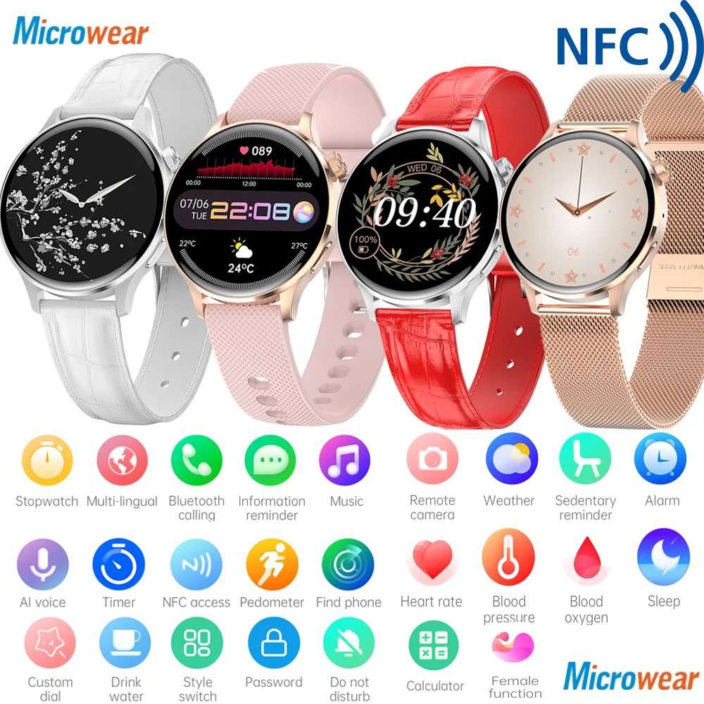 Blue Tooth Call Smart Watch Girl Voice Control NFC Password Unlock Custom Dial Weather Health Body Test Smartwatch For Women Men
Blue Tooth Call Smart Watch Girl Voice Control NFC Password Unlock Custom Dial Weather Health Body Test Smartwatch For Women Men