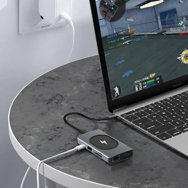 USB C HUB Type C To USB 3.0 Dock Station USB C 4K 1000M RJ45 PD VGA Wireless Charger For MacBook Accessories USB HUB
USB C HUB Type C To USB 3.0 Dock Station USB C 4K 1000M RJ45 PD VGA Wireless Charger For MacBook Accessories USB HUB