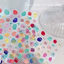 5D Cartoon Colorful Jelly Bean Nail Art Sticker Cute Funny Relief Line/Flowers/Star Nail Decal Self-Adheisve Jelly Bean Slider*