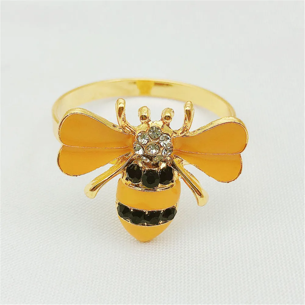 

8pcs/spot new metal inlaid imitation diamond bee three-color optional color western table decoration etiquette jewelry