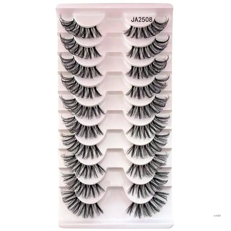 

Half Lashes Natural Look Wispy Cat-Eye Lashes 3D False Eyelashes Fluffy-Soft 10Pairs Synthetic Fiber Fake Lashes Sets