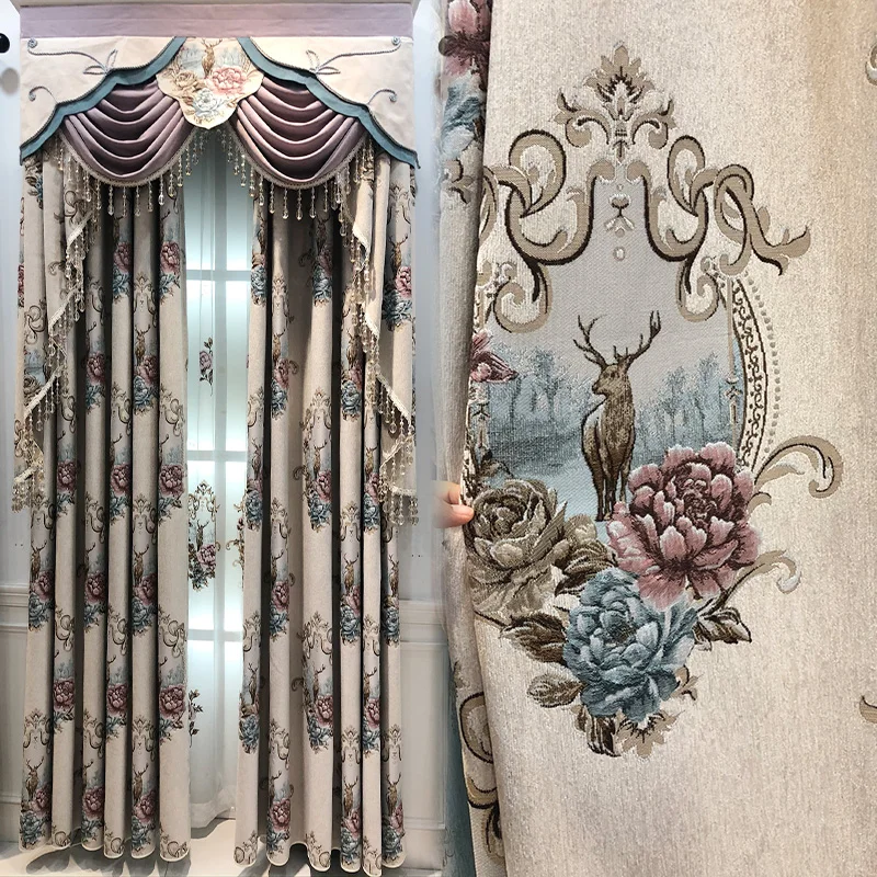 European Style Curtains for Living Dining Room Bedroom American Style Curtains Window Finished Customization
European Style Curtains for Living Dining Room Bedroom American Style Curtains Window Finished Customization