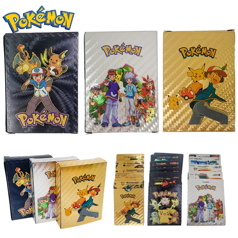 Pokemon Metal Card Spanish Box Gold Black Golden Letters Silver English Vmax Gx Collection Charizard Pikachu Cards Pack Toy Gift
Pokemon Metal Card Spanish Box Gold Black Golden Letters Silver English Vmax Gx Collection Charizard Pikachu Cards Pack Toy Gift