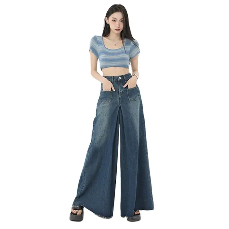2023 New Female X-long Vintage Wide Leg Denim Jeans Tall Women Lengthened High Waist Slim With Pockets Baggy Pants Skirt
2023 New Female X-long Vintage Wide Leg Denim Jeans Tall Women Lengthened High Waist Slim With Pockets Baggy Pants Skirt