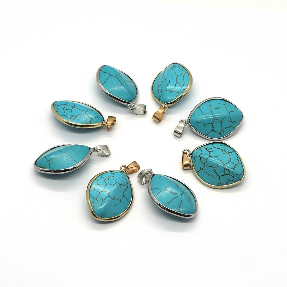 

Natural Stone Pendants Pine Stone Marquise Shape Charms for Jewelry Making DIY Necklace Earrings Synthetic Turquoise Accessories