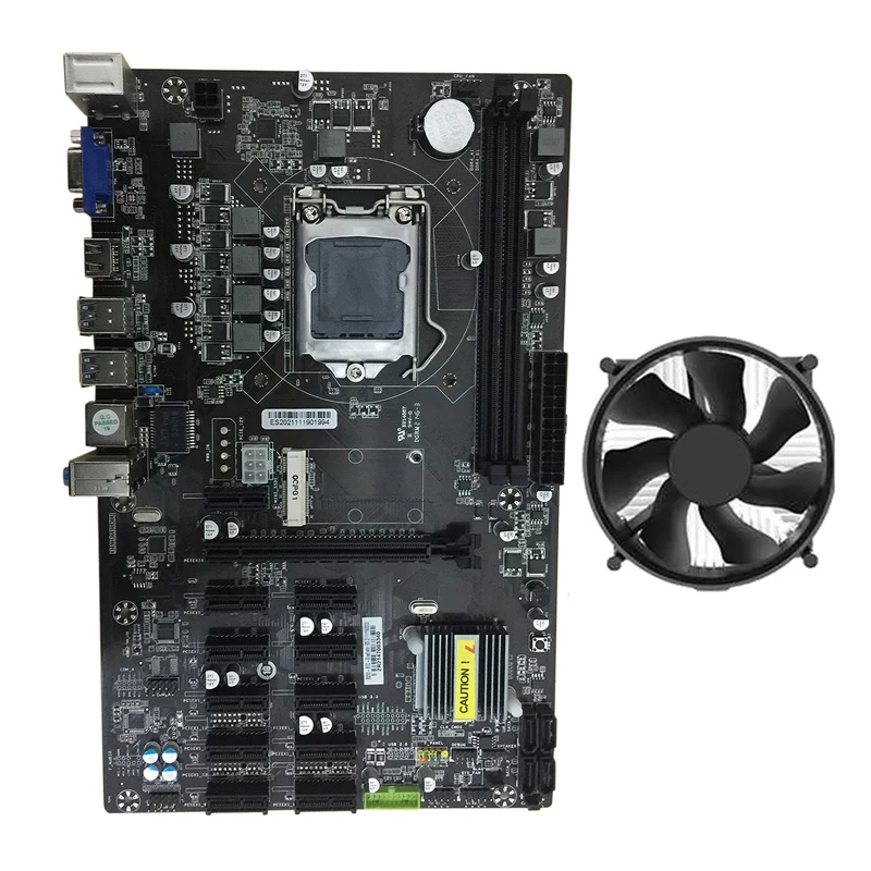 B250 BTC Mining Motherboard With CPU Cooling Fan 12 PCI-E Slots LGA1151 DDR4 RAM USB3.0 SATA3.0+MSATA For Bitcoin Mining
B250 BTC Mining Motherboard With CPU Cooling Fan 12 PCI-E Slots LGA1151 DDR4 RAM USB3.0 SATA3.0+MSATA For Bitcoin Mining
