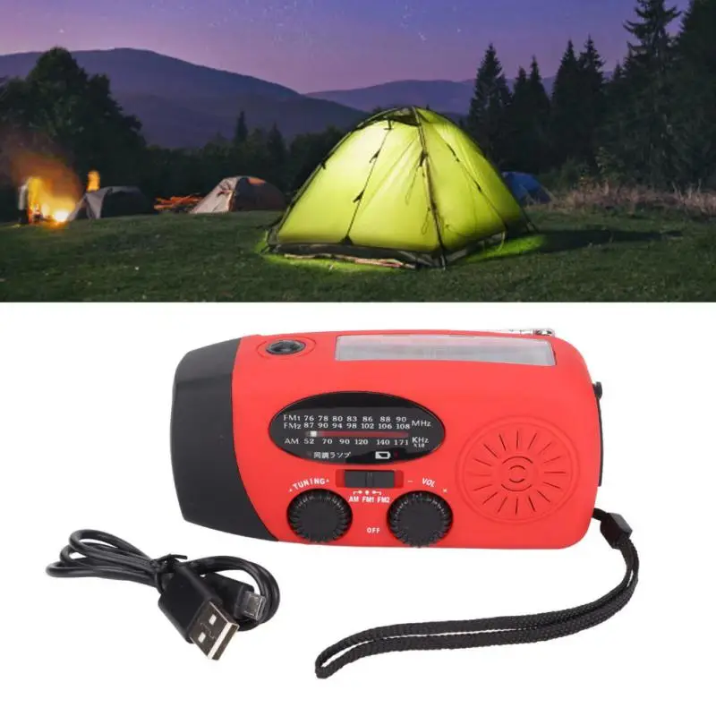 

Oobest Portable 3 In1 Emergency Lamp Hand Crank Generator Solar Dynamo Powered FM/AM Radio Phones Charger LED Flashlight