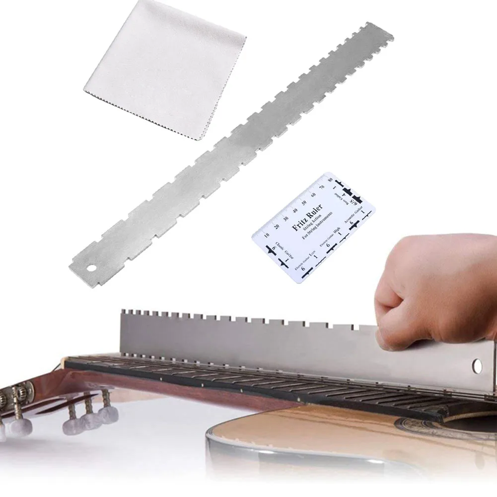 Guitar Luthiers Tool With Guitar Neck Notched Straight Edge String Pitch Ruler Wipe Cloth Double-sided Fret Ruler Accessories
Guitar Luthiers Tool With Guitar Neck Notched Straight Edge String Pitch Ruler Wipe Cloth Double-sided Fret Ruler Accessories