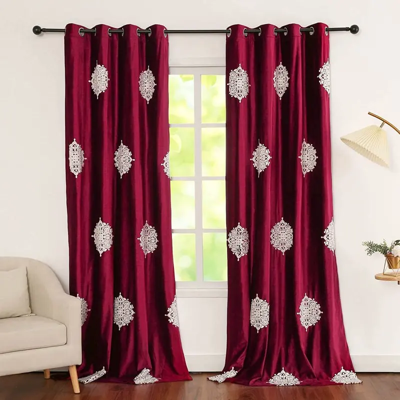 

Striking Burgundy Red Thermal Insulated Room Darkening Grommet Drapes for Bedroom, Library - 2 Window Treatments Panels, 52" x 8