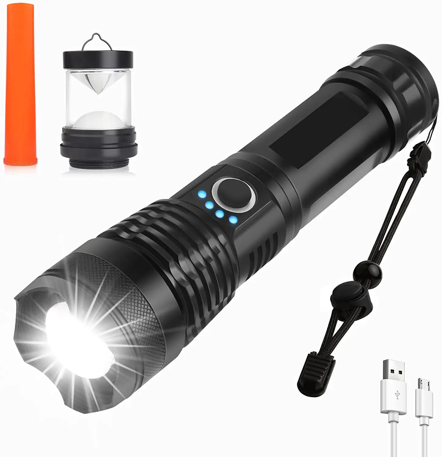 Rechargeable Flashlight Super Bright Tactical Flashlights 10000 High Lumen Flashlights 5 Modes Zoomable Flashlights Waterproof
Rechargeable Flashlight Super Bright Tactical Flashlights 10000 High Lumen Flashlights 5 Modes Zoomable Flashlights Waterproof