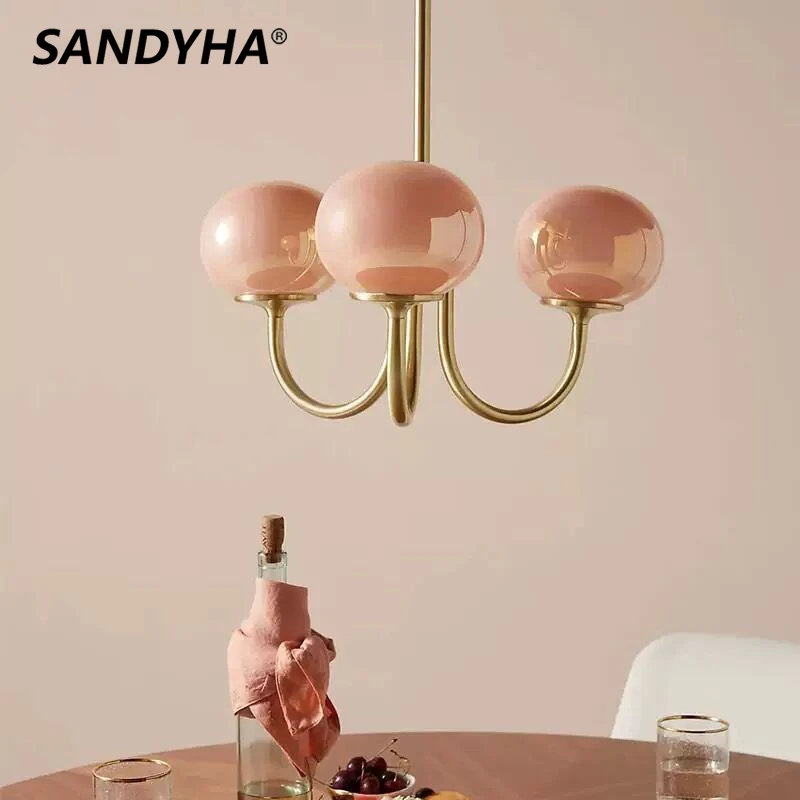 SANDYHA Chandeliers Simple Creative Cream Style Pink Glass Ball Pendant Light Indoor Led Lamp for Living Room Bedroom Home Decor
SANDYHA Chandeliers Simple Creative Cream Style Pink Glass Ball Pendant Light Indoor Led Lamp for Living Room Bedroom Home Decor