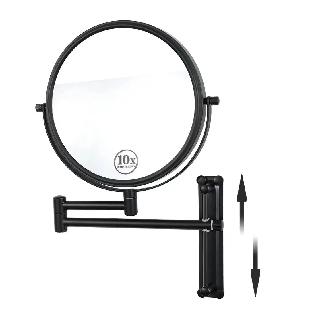 10x Magnifying Wall Mounted Makeup Mirror Adjustable Height Double-Sided Mirrors Round Shape Matte Black
10x Magnifying Wall Mounted Makeup Mirror Adjustable Height Double-Sided Mirrors Round Shape Matte Black