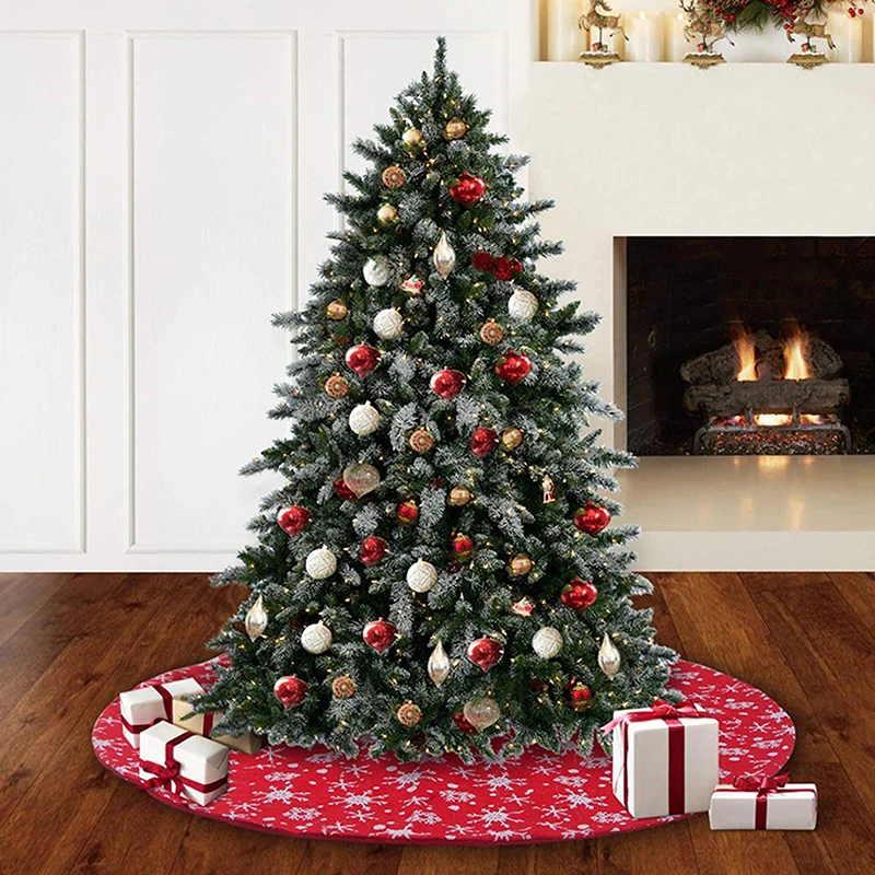 Trendy Red Christmas Tree Skirt Snowflakes Tree Skirt Double Layers Thick Xmas Tree Mat Holiday Party Decorations Fashion
Trendy Red Christmas Tree Skirt Snowflakes Tree Skirt Double Layers Thick Xmas Tree Mat Holiday Party Decorations Fashion